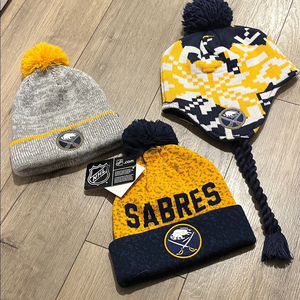 NHL Buffalo Sabres Beanie Trio - Gray, Yellow, and Navy